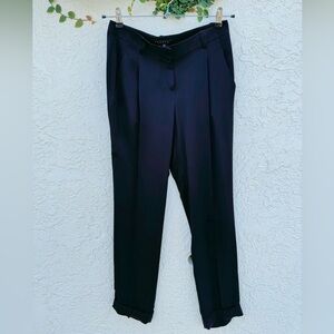 Theory silk black tapered leg pant